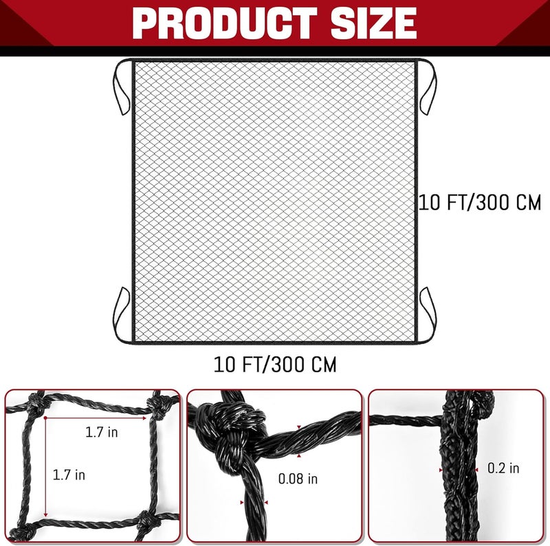 Tottist Baseball & Softball Practice Nets Backstop Barrier - Sizes 10x20 FT, 10x15 FT, 10x10 FT - Heavy Duty Nylon Training Net for Batting Cage, Backyard - 33FT Rope & Safety Key Chains - Image 2
